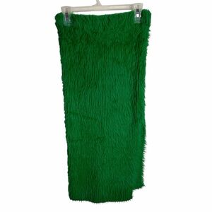 NWT Green Fuzzy faux fur jelly bean side slit maxi straight skirt  Grinch size M